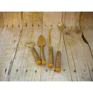 Faux Antler Bar & Cheese Serving Set Vintage 4pc Set Made in the USA (11)